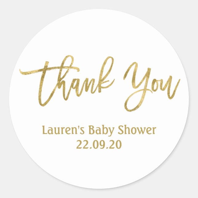 Sticker Rond Cadeau de baby shower or merci (Devant)