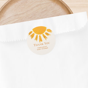 Sticker Rond Cadeau de Bébé Soleil Remerciement