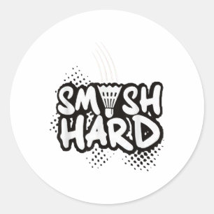 Sticker Rond Cadeau de champion de smash de badminton dur