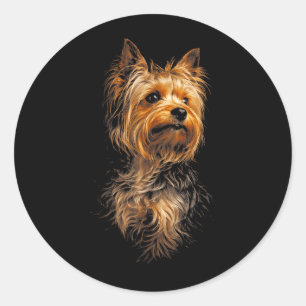 Sticker Rond Cadeau de chien Yorkshire pour hommes femmes amour