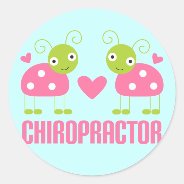 Sticker Rond Cadeau de chiropraticien rose Ladybug (Devant)
