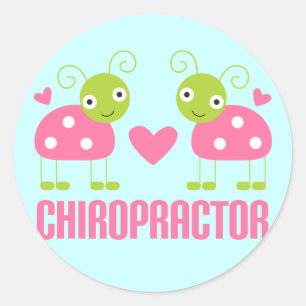 Sticker Rond Cadeau de chiropraticien rose Ladybug