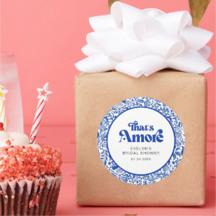 Sticker Rond Cadeau de douche de mariée italienne C'est l'amour