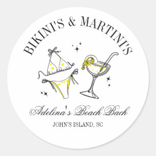 Sticker Rond Cadeau de fête de demoiselle d'honneur de plage Cl