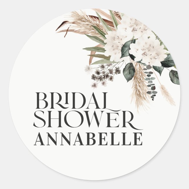 Sticker Rond Cadeau de fête de douche de mariée moderne à la cr (Devant)