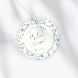 Sticker Rond Cadeau de fête de fiançailles Boho Bleu et Crème