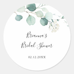 Sticker Rond Cadeau de Fête de Mariage Feuille d'Eucalyptus Ver