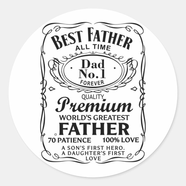 Sticker Rond Cadeau de fête des pères pour papa Anniversaire Pè (Devant)