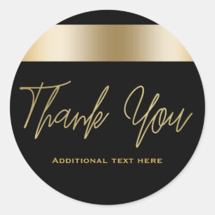 Sticker Rond Cadeau de fête élégant et chic noir et or pour dîn