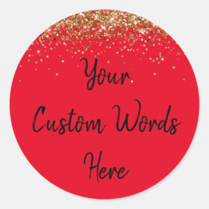 Sticker Rond Cadeau de fête personnalisé Anniversaire Rouge Or