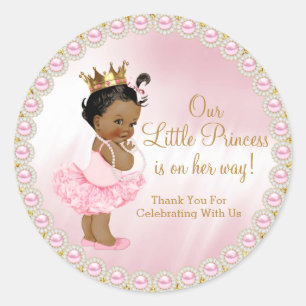Sticker Rond Cadeau de fête prénatale de princesse afro-américa