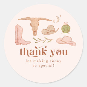Sticker Rond Cadeau de Fiançailles Cowgirl  