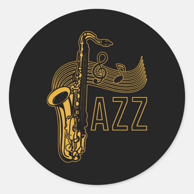 Sticker Rond Cadeau de jazz saxophoniste (Devant)