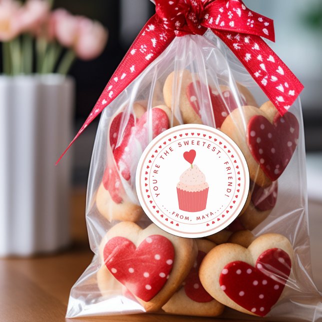 Sticker Rond Cadeau de la Saint-Valentin doux (Sweet Valentine's Favor Classic Round Sticker)