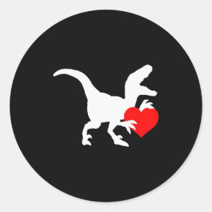 Sticker Rond Cadeau de la Saint-Valentin Raptor Love Dino Rapto