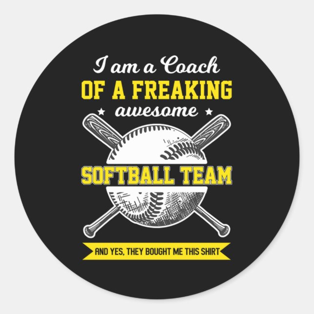 Sticker Rond Cadeau de l'entraîneur de softball Pitcher Catcher (Devant)