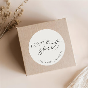 Sticker Rond Cadeau de mariage Beige Love is Sweet