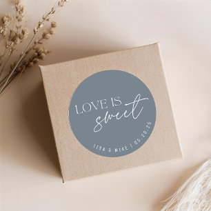 Sticker Rond Cadeau de mariage Bleu Amour est Sucré