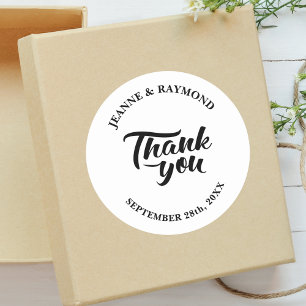 Sticker Rond Cadeau de Mariage Calligraphie Merci