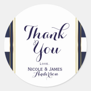 Sticker Rond Cadeau de Mariage Classique Moderne Élégant Bleu e