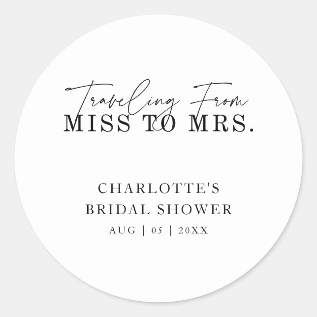 Sticker Rond Cadeau de Mariage: de Miss à Mrs (Devant)