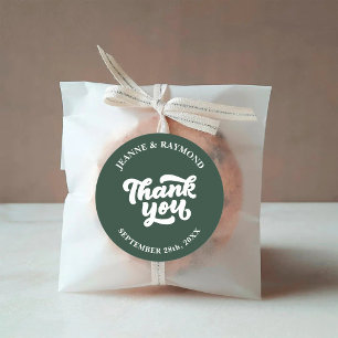 Sticker Rond Cadeau de Mariage délicat Merci Vert Sauge