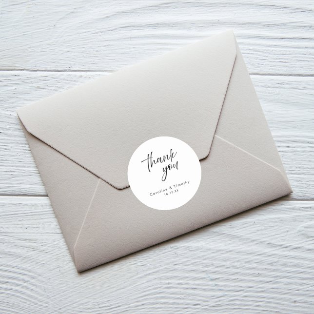 Sticker Rond Cadeau de mariage élégant en noir et blanc & Sceau (Créateur téléchargé)