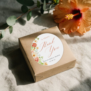 Sticker Rond Cadeau de mariage élégant floral et agrumes