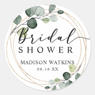Sticker Rond Cadeau de mariage en verdure d'eucalyptus doré