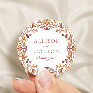 Sticker Rond Cadeau de mariage floral botanique vintage automna
