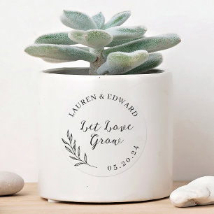 Sticker Rond Cadeau de mariage Foliage élégant Laissez l'amour 