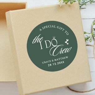 Sticker Rond Cadeau de mariage I Do Crew couleur vert émeraude
