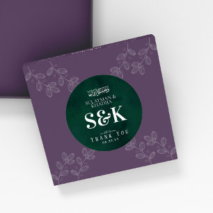 Sticker Rond Cadeau de mariage islamique en monogramme vert éme
