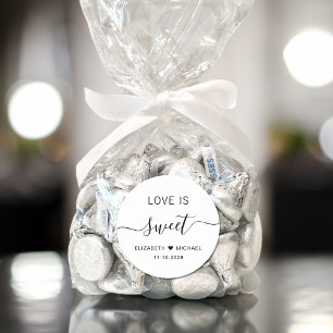 Sticker Rond Cadeau de mariage Love Is Sweet