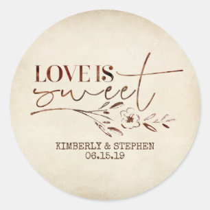 Sticker Rond Cadeau de mariage Love is Sweet