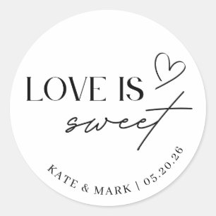 Sticker Rond Cadeau de mariage Minimaliste Love is Sweet