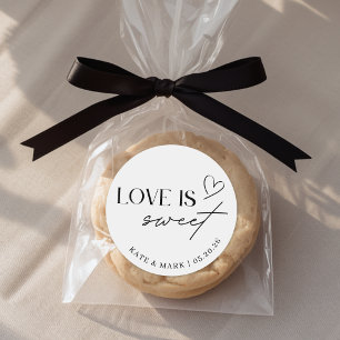 Sticker Rond Cadeau de mariage Minimaliste Love is Sweet