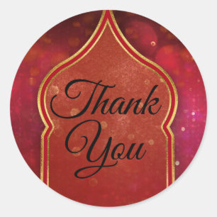 Sticker Rond Cadeau de mariage Nuits arabes marocaines rouge et