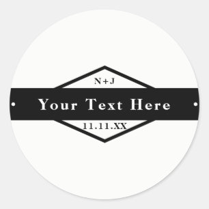 Sticker Rond Cadeau de mariage personnalisé rustique moderne no
