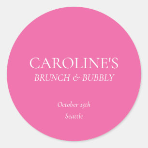Sticker Rond Cadeau de mariage rose vif pour brunch et bulles