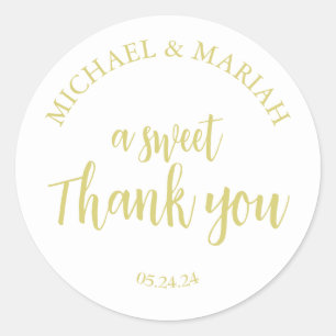 Sticker Rond Cadeau de Mariage Simple Élégant Merci