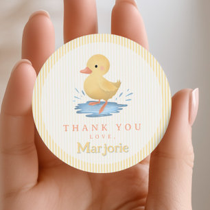 Sticker Rond Cadeau de naissance Canard de Ferme Pastel Mignon 