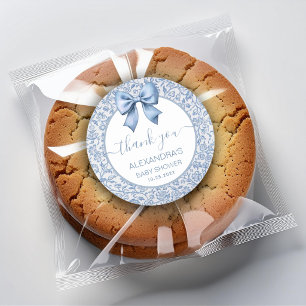 Sticker Rond Cadeau de Naissance Garçon Bleu Remerciement Motif