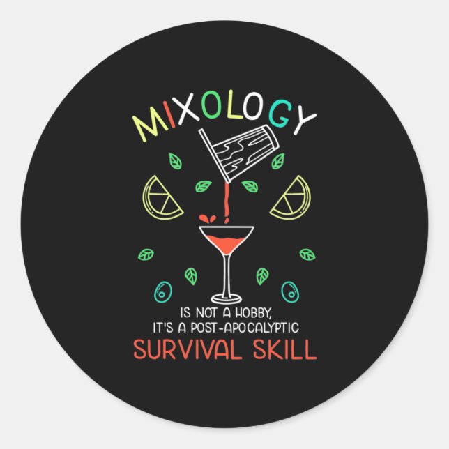 Sticker Rond Cadeau de Noël | Barman Mixologue (Devant)