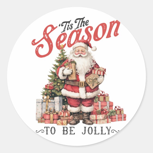 Sticker Rond Cadeau De Noël C'Est La Saison (Devant)