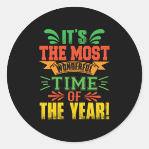 Sticker Rond Cadeau De Noël C'Est Le Moment Le Plus Merveilleux