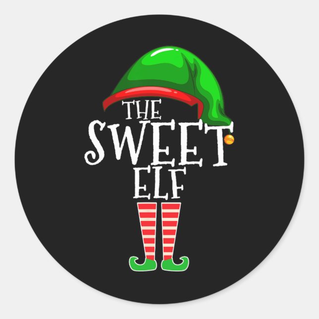 Sticker Rond cadeau de Noël de la famille elfe sucré (Devant)