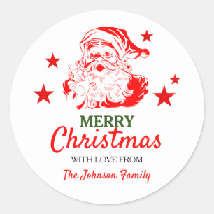 Sticker Rond Cadeau de Noël du Père Noël personnalisé