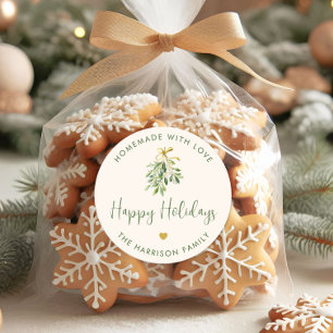 Sticker Rond Cadeau de Noël fait maison avec amour