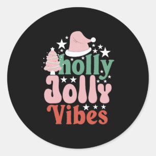 Sticker Rond Cadeau de Noël Holly Jolly Vibes